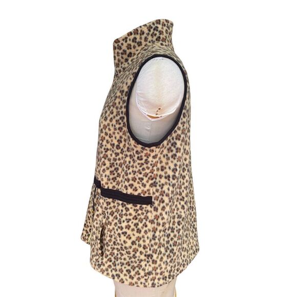 New Directions Cheetah Print Vest Sz. PXL Front Zip Stand Up Collar - Picture 5 of 10